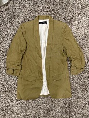 Zara Olive Green Open-Front Blazer Women’s US Size Small